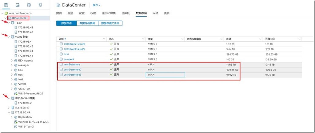 vSAN群集只显示一个vSAN存储