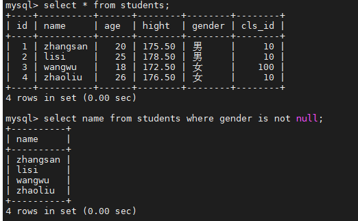 MySQL（8）常用的条件查询命令详解