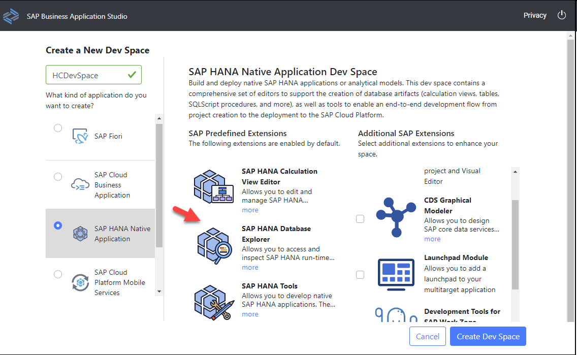 几种在不同的位置打开 SAP HANA Database explorer 的办法