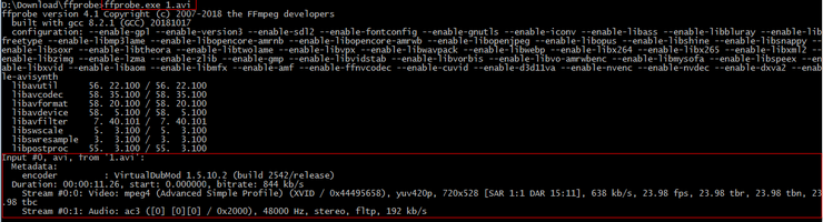 FFmpeg中可执行文件ffprobe用法汇总