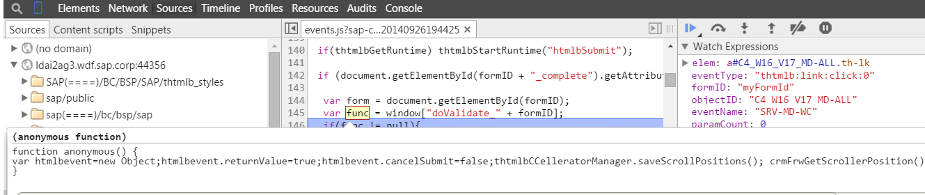 SAP CRM WebClient UI，点击Master Data工作中心后执行的JavaScript代码