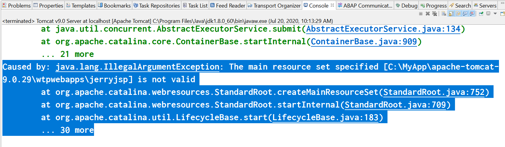 Tomcat服务器java.lang.IllegalArgumentException异常