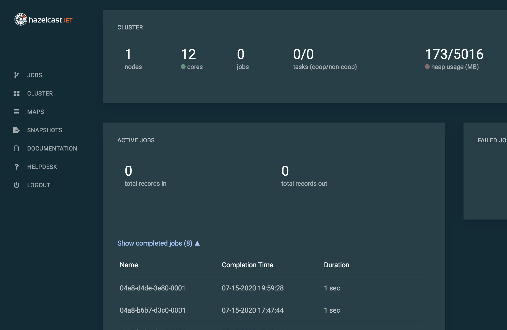 hazelcast-jet  docker 运行试用