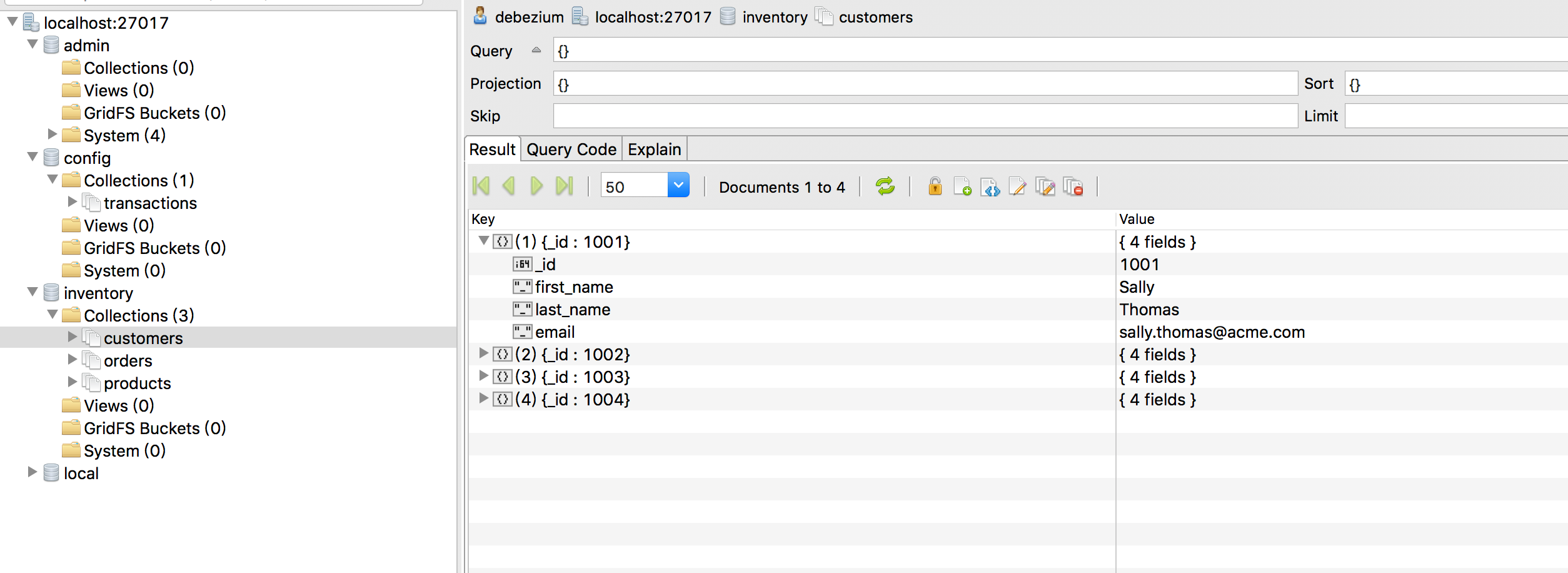 debezium mongodb 集成测试