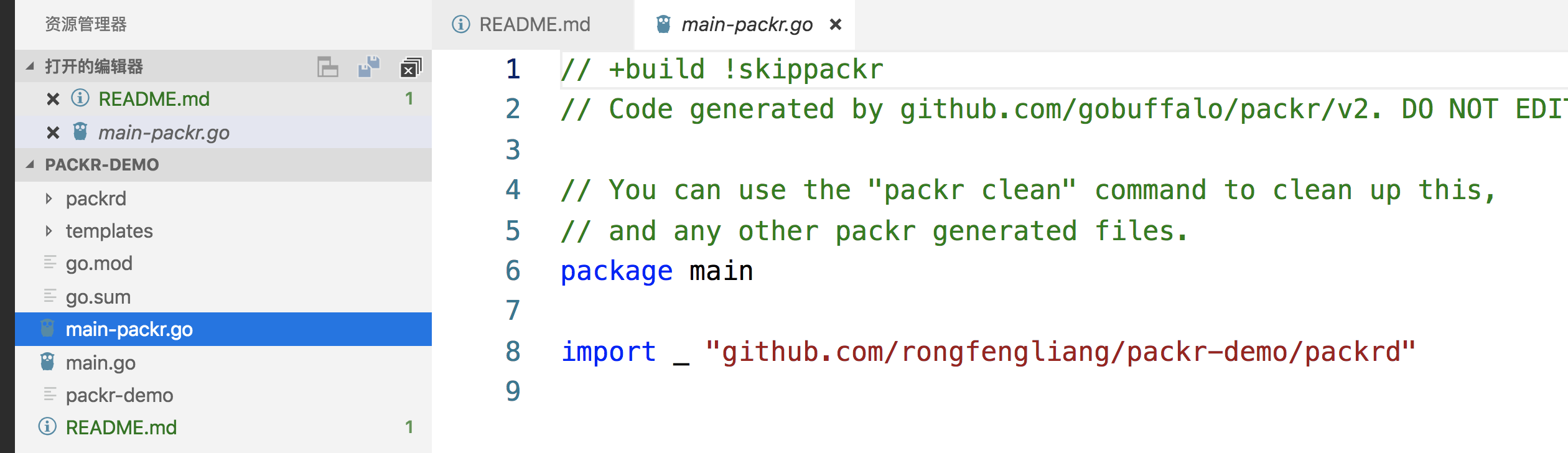 packr 方便的潜入静态资源文件到golang 二进制文件中