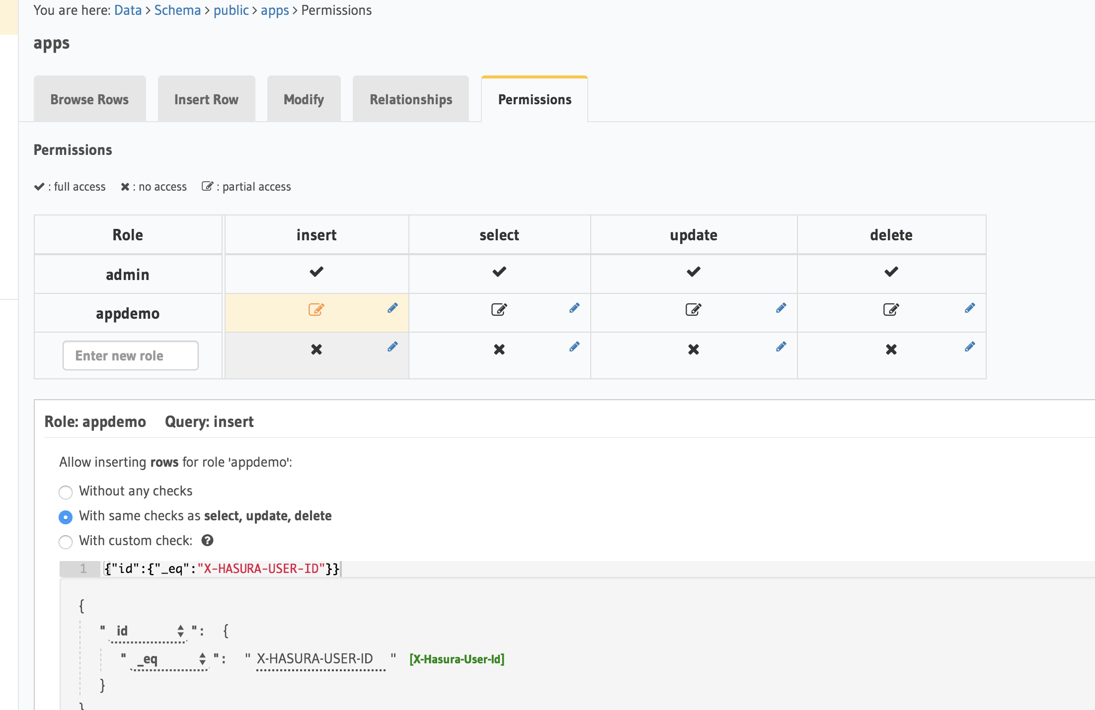 hasura  graphql 角色访问控制