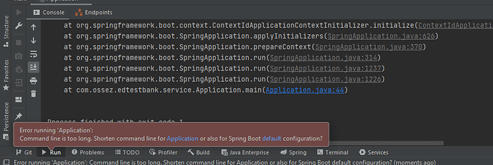 Spring Boot Intellij 运行应用的时候 Command line is too long. Shorten command line for 错误