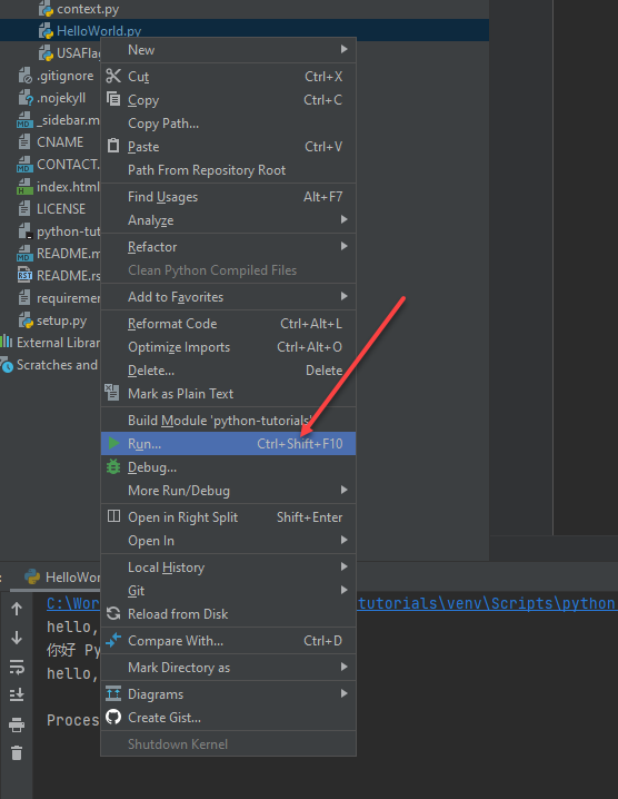 IntellIJ IDEA 运行第一个 Python 的 HelloWorld 程序