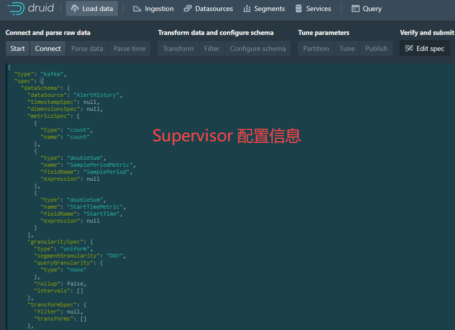 Druid 加载 Kafka 流数据 Supervisor 配置