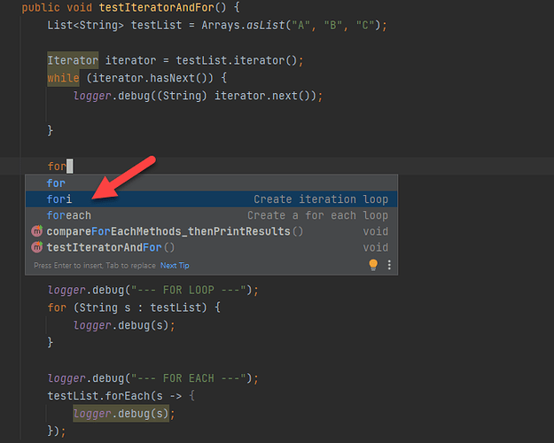 IntelliJ IDEA 快速插入 for 循环