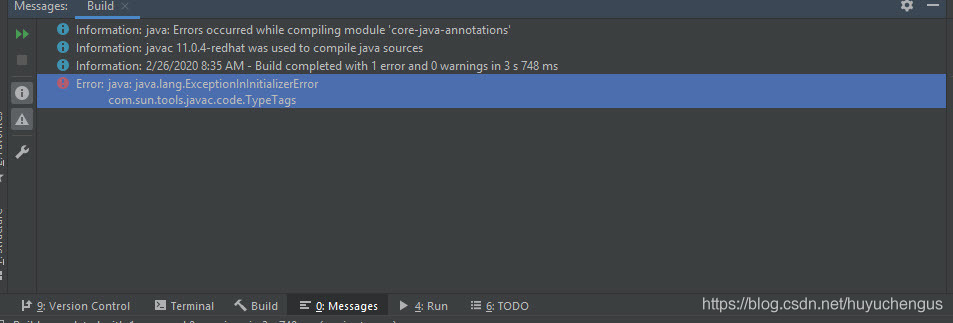 Java 项目编译错误 Error:java: java.lang.ExceptionInInitializer