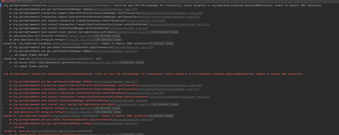 Spring 项目启动测试的时候错误：Unable to acquire JDBC Connection