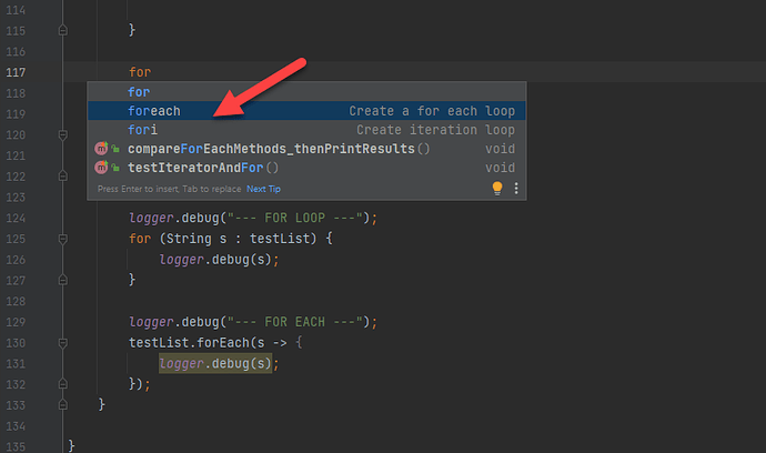 IntelliJ IDEA 快速插入 for 循环
