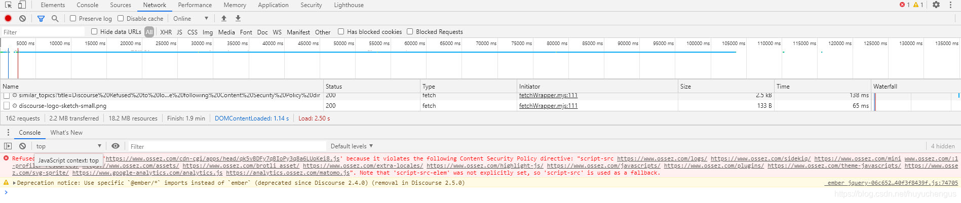 Discourse Refused to load the script 错误