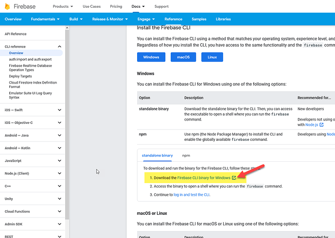 Firebase 命令行工具