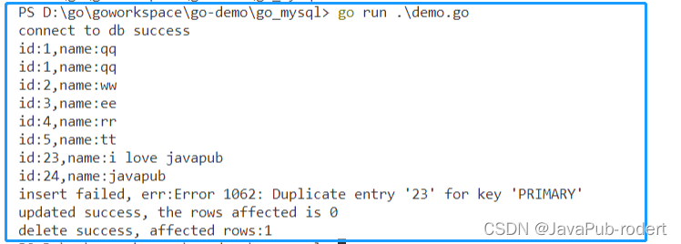 go 通过sql操作mysql