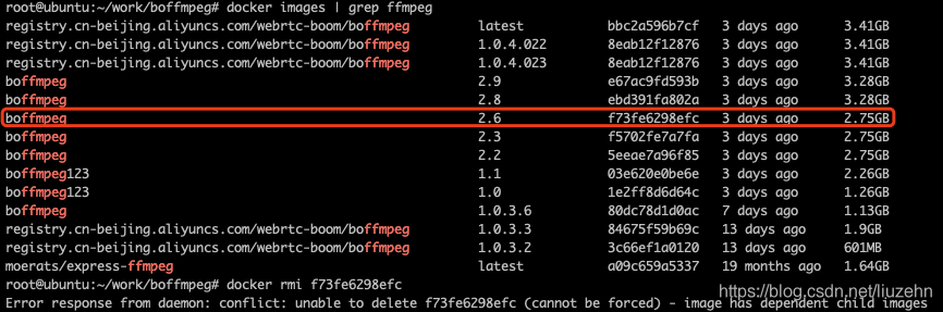 删除容器报错：Error response from daemon: conflict: unable to delete