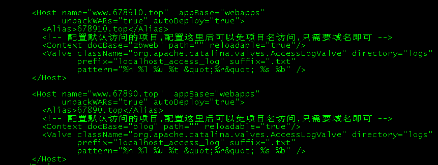 Tomcat8配置多个项目域名访问