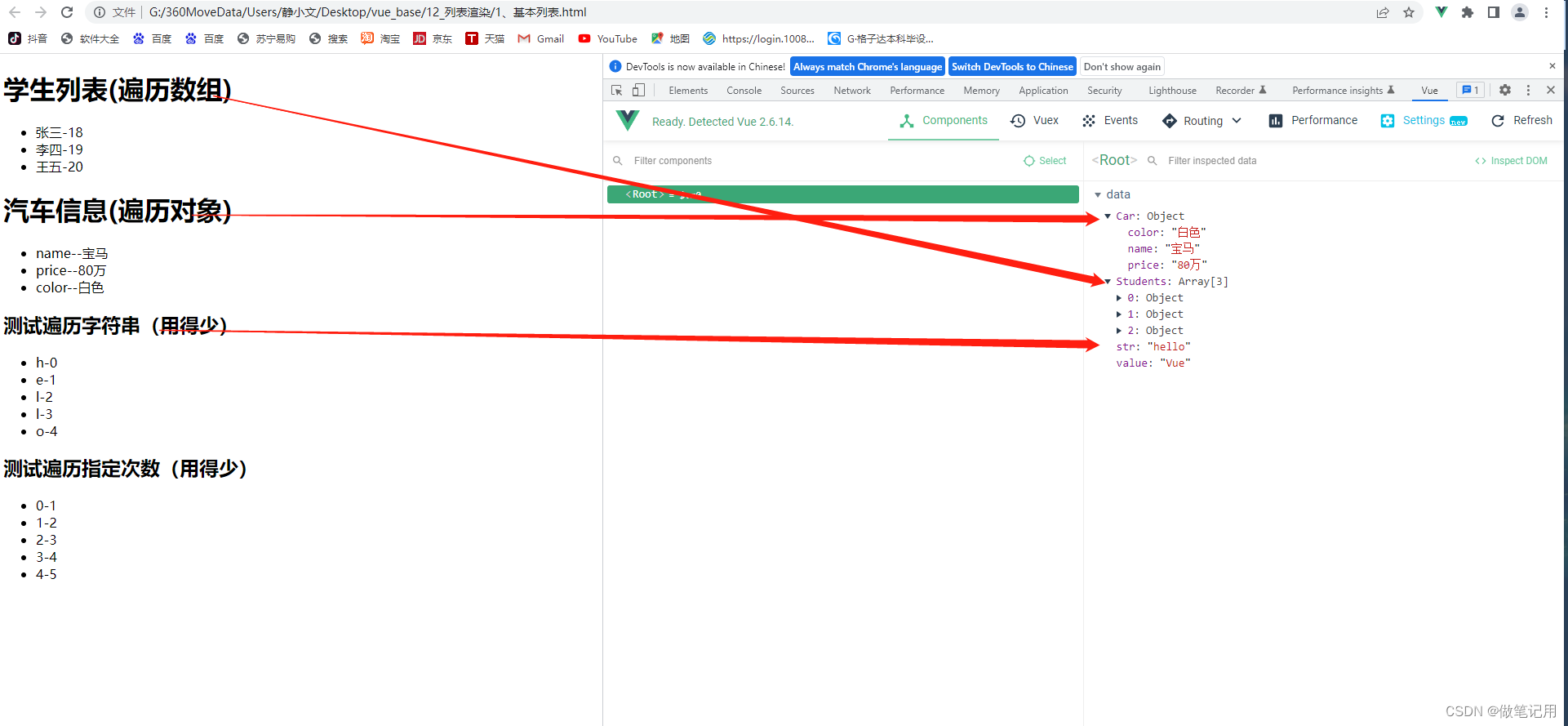 Vue学习之--------列表渲染、v-for中key的原理、列表过滤的实现（2022/7/13）
