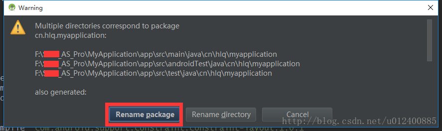 Android Studio2.3 图解修改包名，项目名