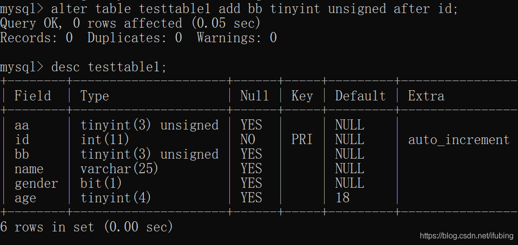 mysql-数据表的定义操作