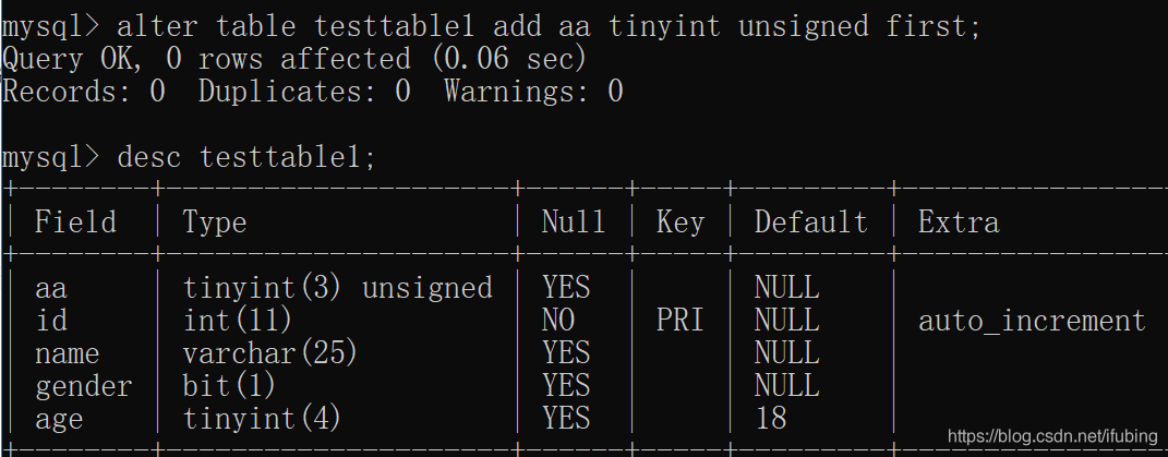 mysql-数据表的定义操作