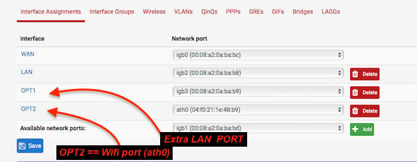 在pfSense中配置Wi-F​​i + Lan桥接接入点
