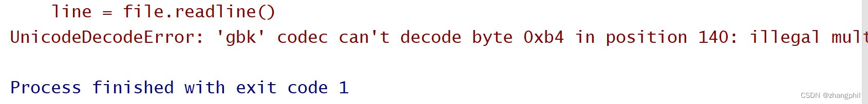 python报错：UnicodeDecodeError: ‘gbk‘ codec can‘t decode byte 0xb4