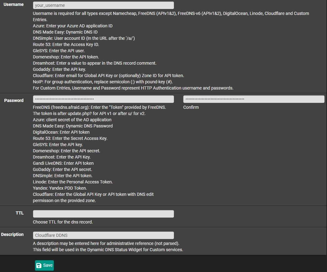 pfSense设置Cloudflare动态DNS