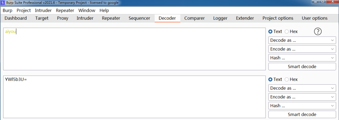 BurpSuite2021 -- Decode、Comparer、logger模块