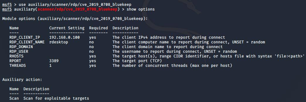 Metasploit -- CVE-2019-0708漏洞检测及利用