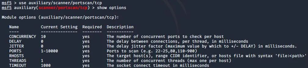 Metasploit -- 指定端口扫描主机