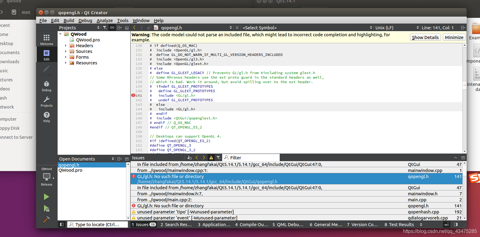 ubuntu16.04下qt5.14报错：/home/XXXXX/Qt5.14.1/5.14.1/gcc_64/include/QtGui/qopengl.h:141: error: GL/_qt开发