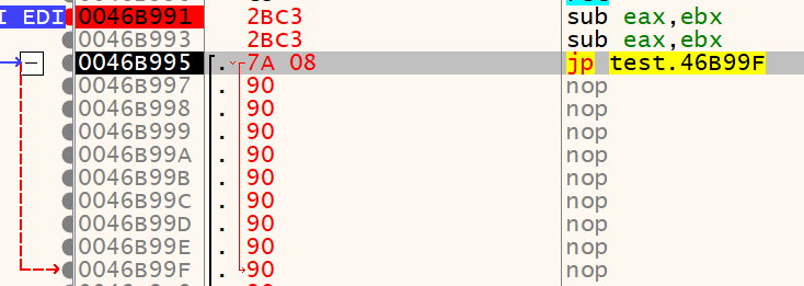 汇编指令学习（JMP、JE、JS、JP，JO，J*b）