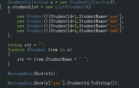 c# 索引与迭代器 简单示例