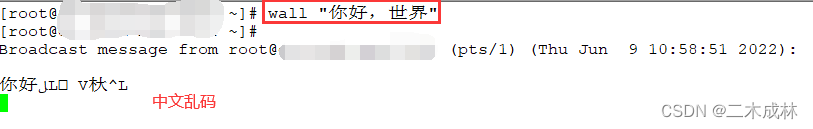 Linux系统下使用wall命令发送广播消息中文乱码