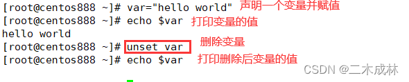 Linux命令之删除变量unset