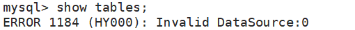 mycat执行查询操作报错“ERROR 1184 (HY000): Invalid DataSource:0“