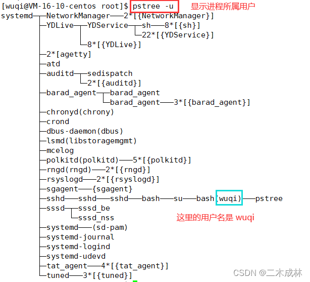 Linux命令之树状图显示所有进程pstree