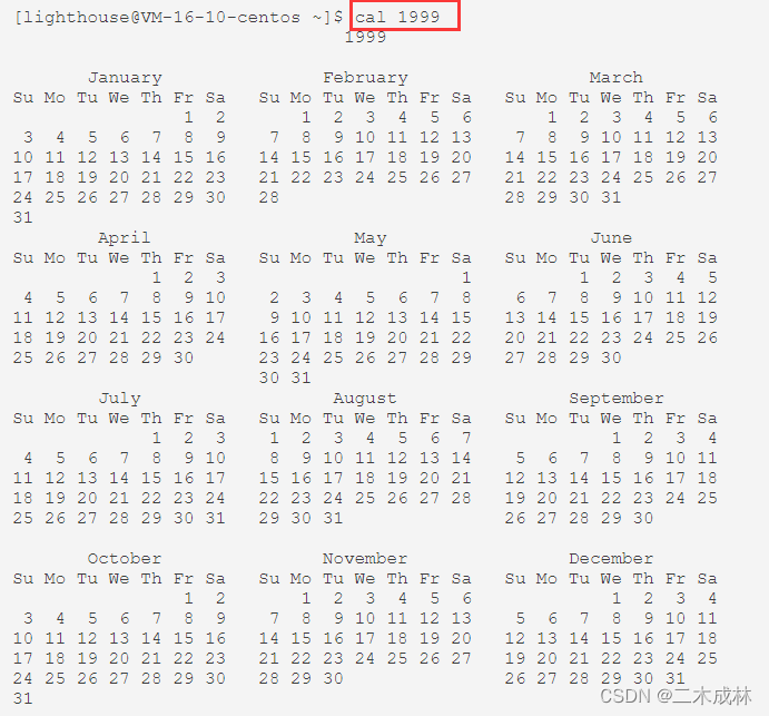 Linux命令之日历cal