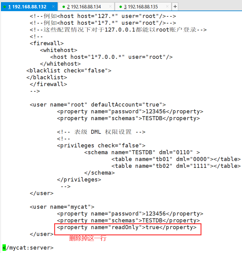 mycat在配置主从复制后登录后执行create创建命令报错“ERROR 1495 (HY000): User readonly“