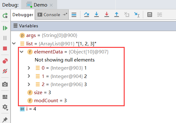 IDEA使用debug调试集合（如ArrayList）的源码提示Not showing null elements