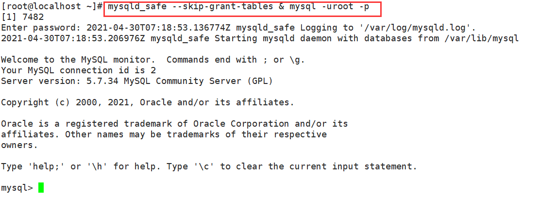 在Linux中执行mysqladmin命令修改密码报错“mysqladmin: connect to server at ‘localhost‘ failed“