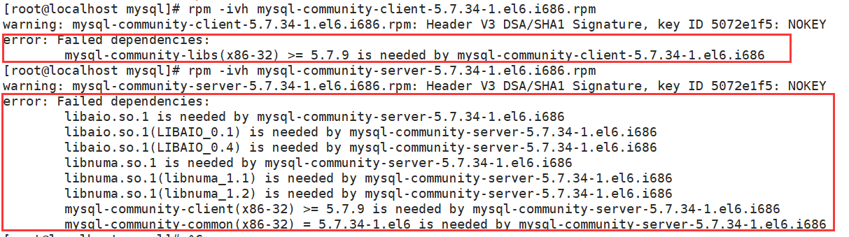 在Linux中安装MySQL报错“error: Failed dependencies: \tmysql-community-libs(x86-32) ＞= 5.7.9 is needed by my“