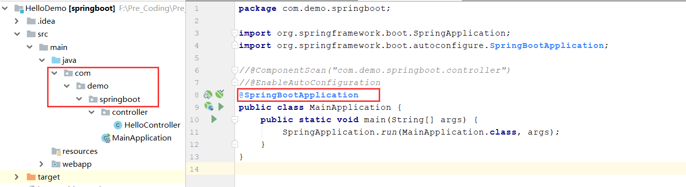 SpringBoot报错提示“Spring Boot Application in default package“