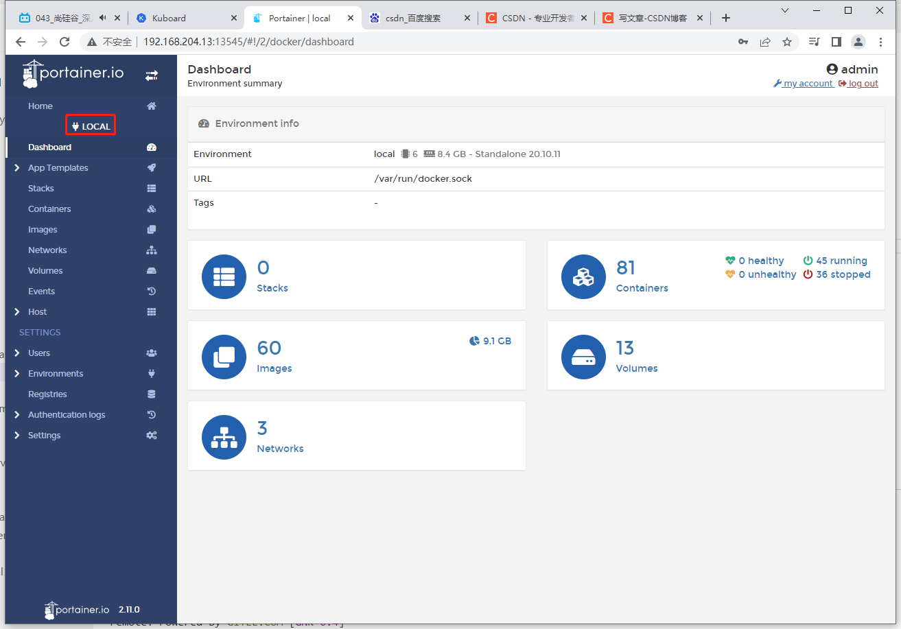 2022-12-23：portainer是docker的web可视化工具。如果根据docker部署去写yaml，默认local是k8s，而不是docker，这不符合需求，需要修改yaml。请问部署在