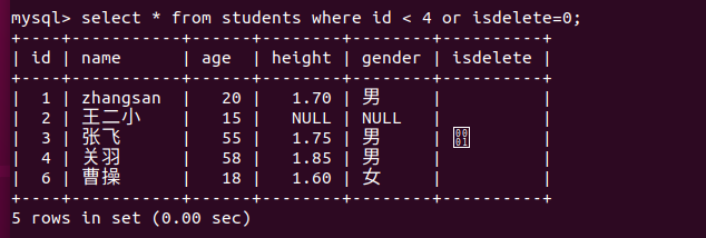 MySQL数据库中where条件查询（比较运算符查询、逻辑运算符查询、模糊查询、范围查询、空判断查询）