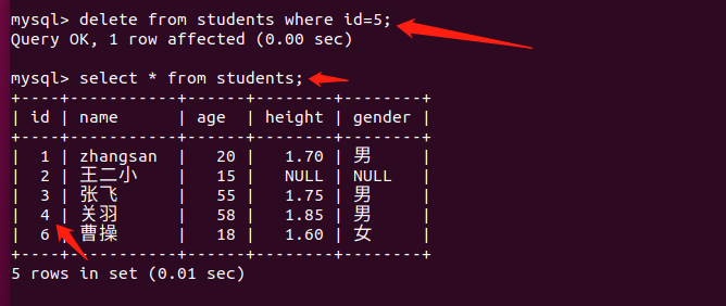 命令行客户端MySQL基本命令的使用（登录、登出、数据库操作的SQL语句、表结构的SQL语句、表数据操作的SQL语句）