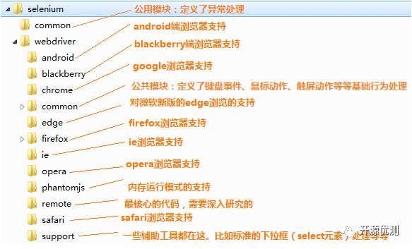 python selenium源码目录及异常模块说明