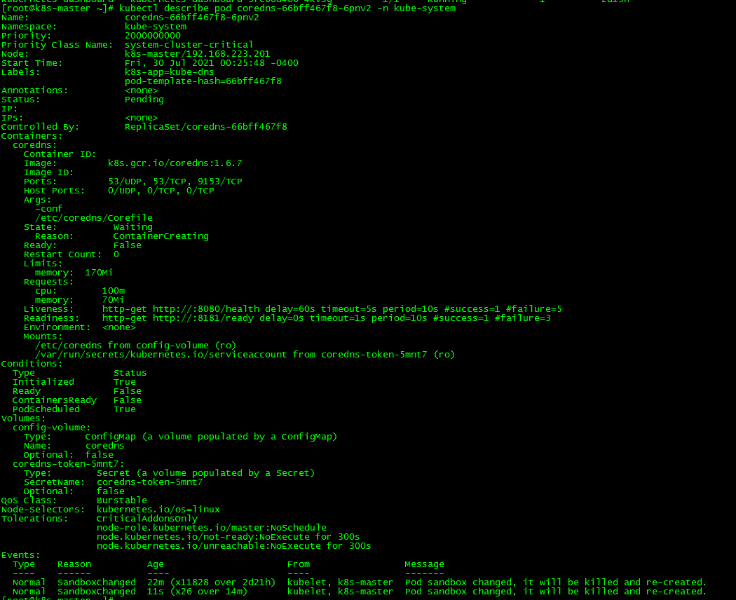 【Kubernetes】Coredns pods的ContainerCreating问题排查过程